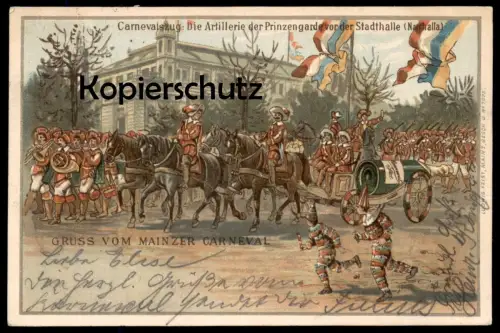 ALTE LITHO POSTKARTE GRUSS VOM MAINZER CARNEVAL Narrhalla Mainz Karneval carnival carnaval Ansichtskarte postcard AK cpa