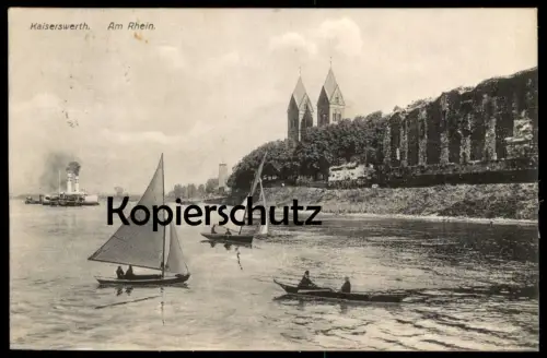 ALTE POSTKARTE KAISERSWERTH AM RHEIN SEGELBOOTE DAMPFER RUDERBOOT Segelboot Düsseldorf cpa postcard Ansichtskarte