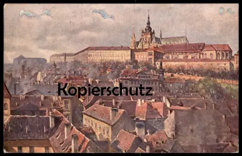 ALTE KÜNSTLER POSTKARTE PRAG PANORAMA HRADCAN HRADCHIN HRADSHIN Praha Prague cpa AK Ansichtskarte postcard