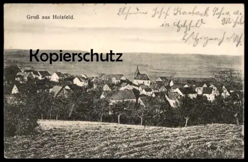 ALTE POSTKARTE GRUSS AUS HOLZFELD BEI HIRZENACH TOTALANSICHT KREIS ST. GOAR BOPPARD Verfasser Josef Karbach Anichtskarte