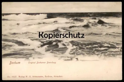 ALTE POSTKARTE NORDSEEBAD BORKUM ORIGINAL BORKUMER BRANDUNG Meer Wellen Ansichtskarte postcard cpa AK