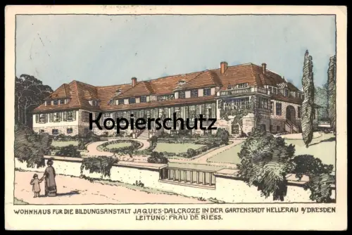 ALTE POSTKARTE DRESDEN GARTENSTADT HELLERAU WOHNHAUS FÜR DIE BILDUNGSANSTALT JAQUES DALCROZE cpa Ansichtskarte postcard