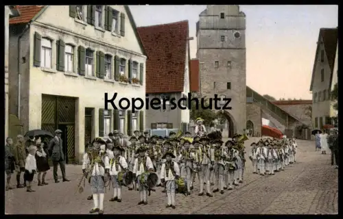 ALTE POSTKARTE DINKELSBÜHL KINDERZECH FESTSPIEL KNABENKAPELLE MIT KLEINEN OBRISTEN UND STADTSOLDATEN Kinder Musik child