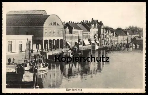 ALTE POSTKARTE SONDERBORG HAVN Hafen Sønderborg Sonderburg port Danmark Denmark Dänemark Ansichtskarte postcard