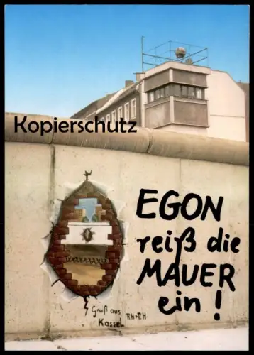 ÄLTERE POSTKARTE BERLIN BERLINER MAUER 1989 MAUERFALL EGON REISS DIE MAUER EIN LE MUR THE WALL Ansichtskarte Kassel