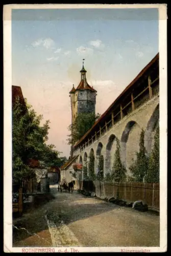 ALTE POSTKARTE ROTHENBURG OB DER TAUBER KLINGENSCHÜTT MIT KUTSCHE BRIEFMARKE GEWERBESCHAU MÜNCHEN 1922 AK postcard cpa