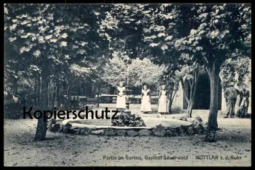 ALTE POSTKARTE NUTTLAR A. D. RUHR PARTIE IM GARTEN GASTHOF SAUERWALD Bestwig Sauerland cpa postcard AK Ansichtskarte