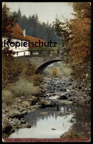 ALTE POSTKARTE MÜHLE IM WESENITZTAL BEI STOLPEN BEZ. DRESDEN Buschmühle Photochromie Ansichtskarte postcard AK