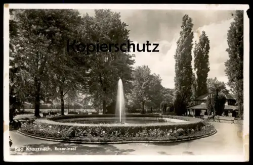 ALTE POSTKARTE BAD KREUZNACH ROSENINSEL Springbrunnen Brunnen fontaine fountain postcard Ansichtskarte cpa AK