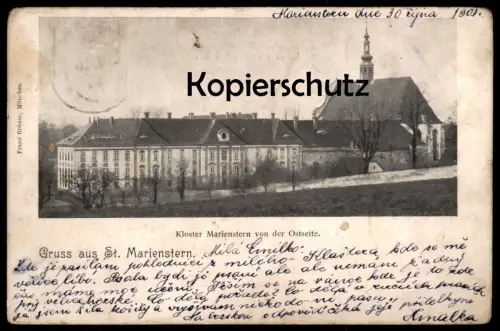 ALTE POSTKARTE ST. MARIENSTERN KLOSTER VON DER OSTSEITE PANSCHWITZ-KUCKAU 1901 abbey cloitre Ansichtskarte postcard cpa