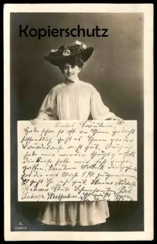 ALTE POSTKARTE FRAU MIT TAFEL HUT ROSEN WOMAN FEMME FILLE MISS MÄDCHEN 1902 hat cpa art postcard AK Ansichtskarte