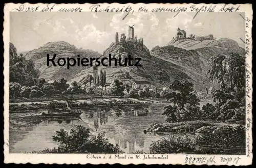 ALTE POSTKARTE COBERN MOSEL IM 16. JAHRHUNDERT KOBERN-GONDORF Burg chateau castle AK cpa postcard Gemeinde Rhein-Mosel