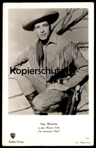 ALTE FOTO KARTE GUY MADISON IN DER BRENNENDE PFEIL WESTERN WARNER-FILM actor Film Photo Schauspieler