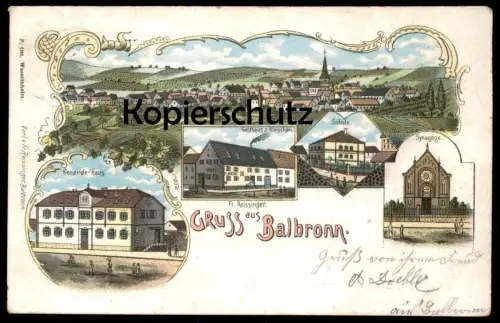 ALTE POSTKARTE GRUSS AUS BALBRONN SYNAGOGE BÀLVERE synagogue jewish jew Arr. Molsheim AK cpa postcard