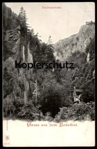 ALTE POSTKARTE GRUSS AUS DEM BODETHAL TEUFELSBRÜCKE HARZ BODETAL cpa postcard AK Ansichtskarte