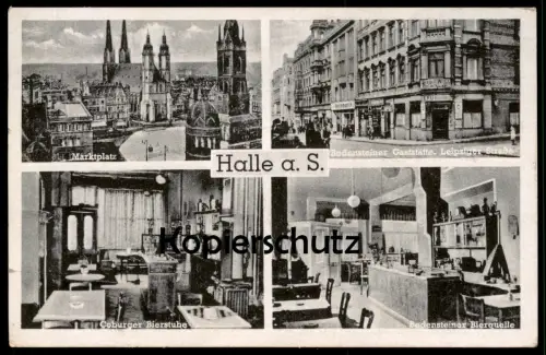 ALTE POSTKARTE HALLE SAALE BODENSTEINER GASTSTÄTTE 1942 JOHANNES ROLKE BIERQUELLE COBURGER BIERSTUBE Ansichtskarte AK