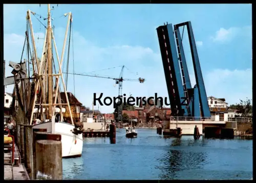 ÄLTERE POSTKARTE HUSUM HAFEN KLAPPBRÜCKE Brücke flap bridge counterpoise pont basculant ship Ansichtskarte postcard cpa