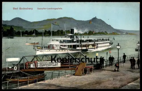 ALTE POSTKARTE CÖLN-DÜSSELDORFER RHEIN-DAMPFSCHIFFAHRT DAMPFER LANDUNGSPLATZ BAD GODESBERG Köln-Düsseldorfer