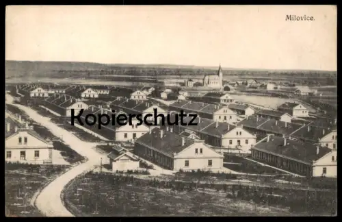 ALTE POSTKARTE MILOVICE NAD LABEM MILITÄRLAGER LAGER BÖHMEN Milowitz czech republic Tschechische Republik Ansichtskarte