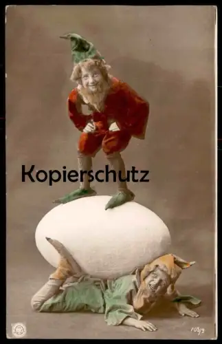 ALTE POSTKARTE ZWERGE KINDER EI STEIN QUÄLEREI ÄRGER Schmerz pain Zwerg dwarf midget child nain Ansichtskarte Oranotypie