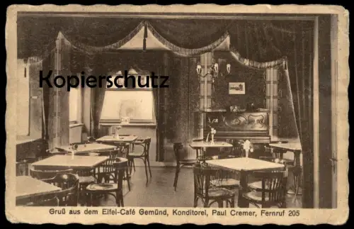 ALTE POSTKARTE GRUSS AUS DEM EIFEL-CAFÉ GEMÜND KONDITOREI PAUL CREMER Schleiden Ansichtskarte cpa postcard AK