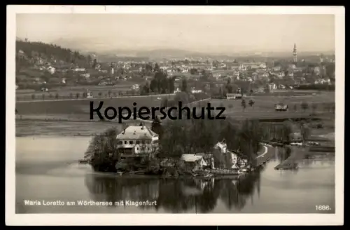 ALTE POSTKARTE MARIA LORETTO AM WÖRTHERSEE MIT KLAGENFURT 1930 SCHLOSS chateau castle Ansichtskarte cpa AK postcard