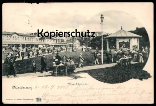 ALTE POSTKARTE NORDERNEY MARKTPLATZ 1900 Schirm parapluie umbrella Hüte hat hut Insel cpa postcard AK Ansichtskarte