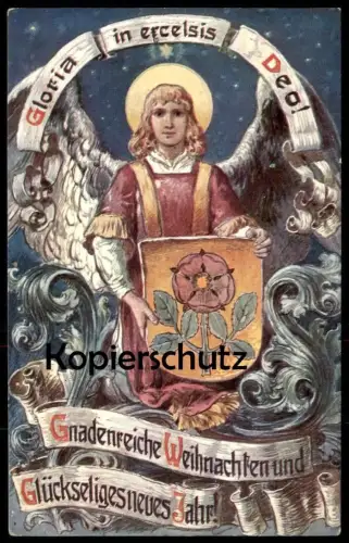ALTE POSTKARTE ENGEL ANGEL ANGE GLORIA IN EXCELSIS DEO Weihnachten Wappen blason cpa Ansichtskarte postcard AK