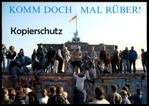 ÄLTERE POSTKARTE BERLIN BERLINER MAUER 1989 MAUERFALL KOMM DOCH MAL RÜBER! LE MUR THE WALL Ansichtskarte postcard