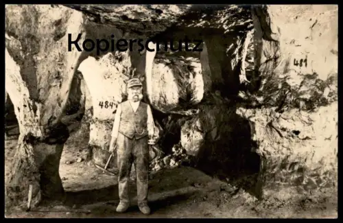 ALTE POSTKARTE WALLDORF SANDMACHER ROTH WERKZEUG SANDSTEIN- MÄRCHEN- & SAGENHÖHLE Höhle Grotte cave Bergmann Meiningen