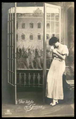 ALTE POSTKARTE DER LETZTE GRUSS ABSCHIED SOLDAT FRONT TRAUER Frau femme mourning woman Ansichtskarte AK postcard cpa