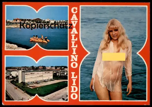 POSTKARTE CAVALLINO LIDO SEMI-NACKTE FRAU Brust seins nus nude breast woman girl FKK nue postcard cpa AK Ansichtskarte