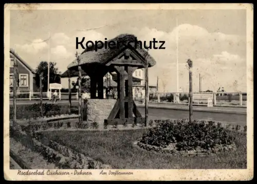 ALTE POSTKARTE CUXHAVEN DUHNEN AM DORFBRUNNEN 1937 RECHTECKSTEMPEL STICKENBÜTTEL ÜBER.. deep well Ansichtskarte postcard