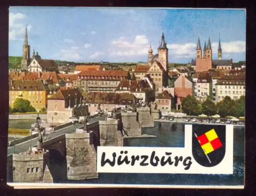 ÄLTERES KOMPLETTES LEPORELLO DIE SCHÖNSTEN FARBBILDER VON WÜRZBURG 10,5 cm x 8 cm Bild photo Bayern