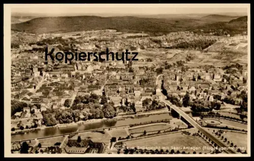 ALTE POSTKARTE SAARBRÜCKEN FLUGZEUGAUFNAHME 1939 TEILANSICHT MIT SAAR-ANLAGEN cpa postcard Ansichtskarte AK
