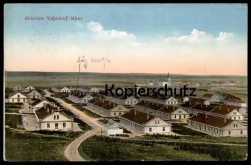 ALTE POSTKARTE MILOVICE VOJENSKY TABOR LAGER MILOWITZ 1928 czech republic Tschechische Republik Ansichtskarte