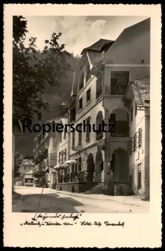 ALTE POSTKARTE MALLNITZ IN KÄRNTEN HOTEL CAFE TAUERNHOF MIT TANSTELLE BLECHSCHILD SPHINX BENZIN MOBILOIL GÖSSER postcard