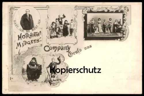 ALTE POSTKARTE HORWATH ZWERGE 1899 Midget verm. Barnum & Bailey Zirkus Horwaths cirque circus nain dwarf postcard cpa AK