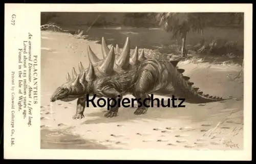 ALTE KARTE POLACANTHUS FOUND IN THE ISLE OF WIGHT Saurier saurien saurian Dinosaurier dinosaur reptile postcard cpa AK