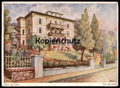ALTE POSTKARTE BAD SCHWALBACH HAUS AM PARK BESITZER O. VOSS SIGN. FRANZ WEBER Taunus Ansichtskarte AK cpa postcard