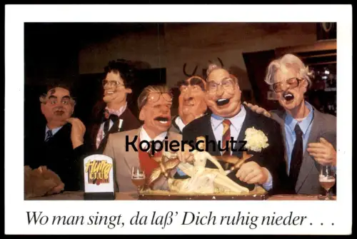 POSTKARTE HURRA DEUTSCHLAND TV SATIRE SHOW GORBATSCHOW SÜSSMUTH WAIGEL HELMUT KOHL HANS JOCHEN VOGEL Politiker Politik