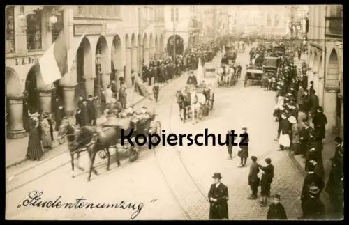 ALTE FOTO POSTKARTE MÜNSTER WESTFALEN STUDENTENUMZUG FLAGGE Studenten Student Studentica cp photo Ansichtskarte postcard