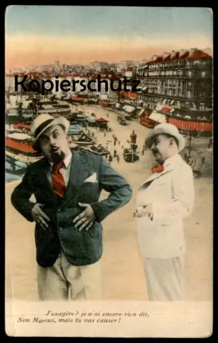 ALTE POSTKARTE J'EXAGÈRE ... NON MARIUS MONTAGE PHOTO FOTOMONTAGE Photomontage Marseille ? cpa postcard Ansichtskarte AK