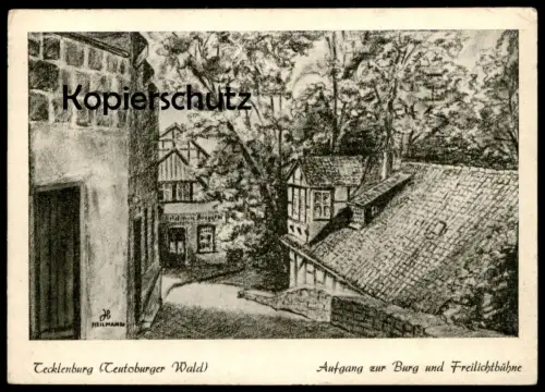 ALTE POSTKARTE TECKLENBURG MALER PAUL ? HEILMANN AUFGANG ZUR BURG UND FREILICHTBÜHNE postcard cpa Ansichtskarte AK