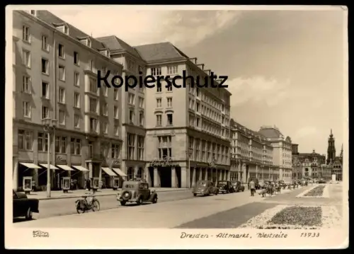 ALTE POSTKARTE DRESDEN MOPED AUTOS MOFA ALTMARKT WESTSEITE STEMPEL FRAUENKIRCHE Oldtimer moto cpa postcard Ansichtskarte