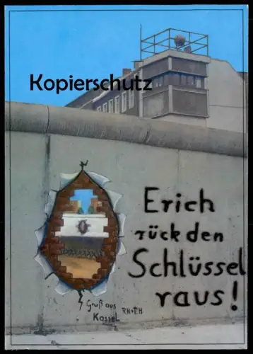 ÄLTERE POSTKARTE BERLIN BERLINER MAUER 1989 MAUERFALL ERICH RÜCK DEN SCHLÜSSEL RAUS LE MUR THE WALL Ansichtskarte Kassel