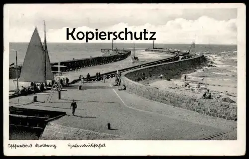 ALTE POSTKARTE KOLBERG HAFENAUSFAHRT 1938 COLBERG KOLOBRZEG POMMERN Ansichtskarte AK cpa postcard