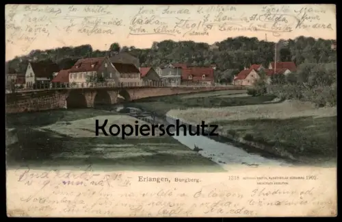 ALTE POSTKARTE ERLANGEN BURGBERG Essenbacher Brücke Verlag Hermann Martin 1902 Bayern Ansichtskarte postcard AK cpa