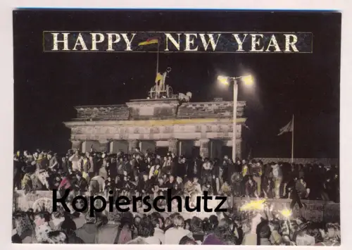ÄLTERE POSTKARTE BERLIN BERLINER MAUER GRENZÖFFNUNG HAPPY NEW YEAR NEUJAHR SYLVESTER LE MUR THE WALL Ansichtskarte cpa