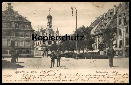 ALTE POSTKARTE KEMPTEN IM ALLGÄU RATHAUSPLATZ VON OSTEN 1907 Bayern Ansichtskarte postcard cpa AK